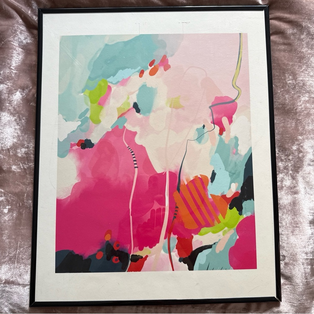 Contemporary Abstract Wall Art Print - Pink Multicolor